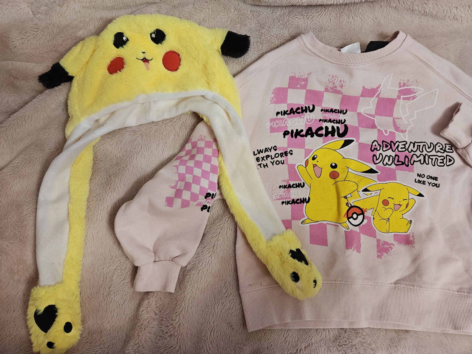 Zestaw Pokemon Pikachu Zara czapka i bluza r. 140