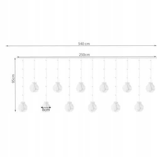 Kurtyna świetlna  Lampki Kule 108LED USB ciepły biały