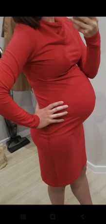 Czerwona sukienka ciążowa,  rozm S