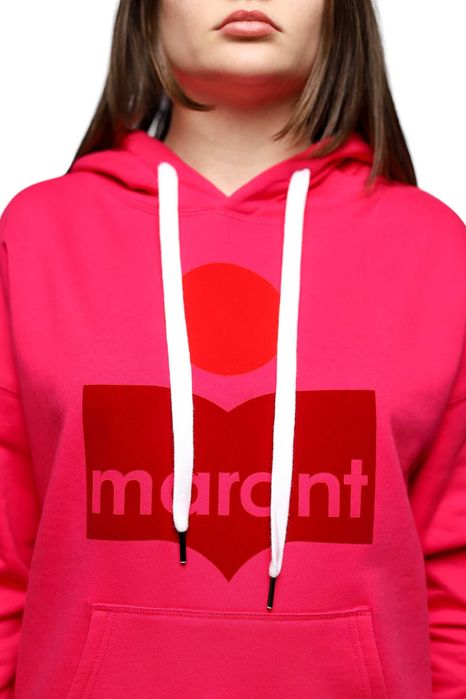 Худі Isabel Marant Étoile Mansel flocked-logo hoodie Neon Pink