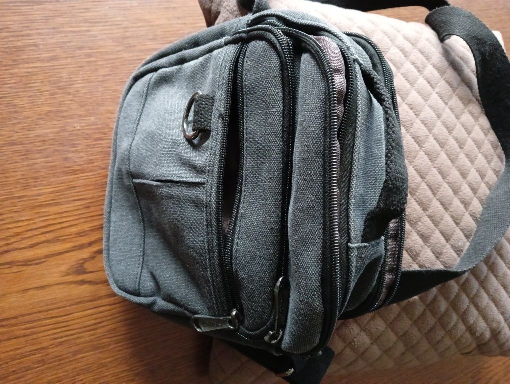 Saszetka męska na ramię szary jeans