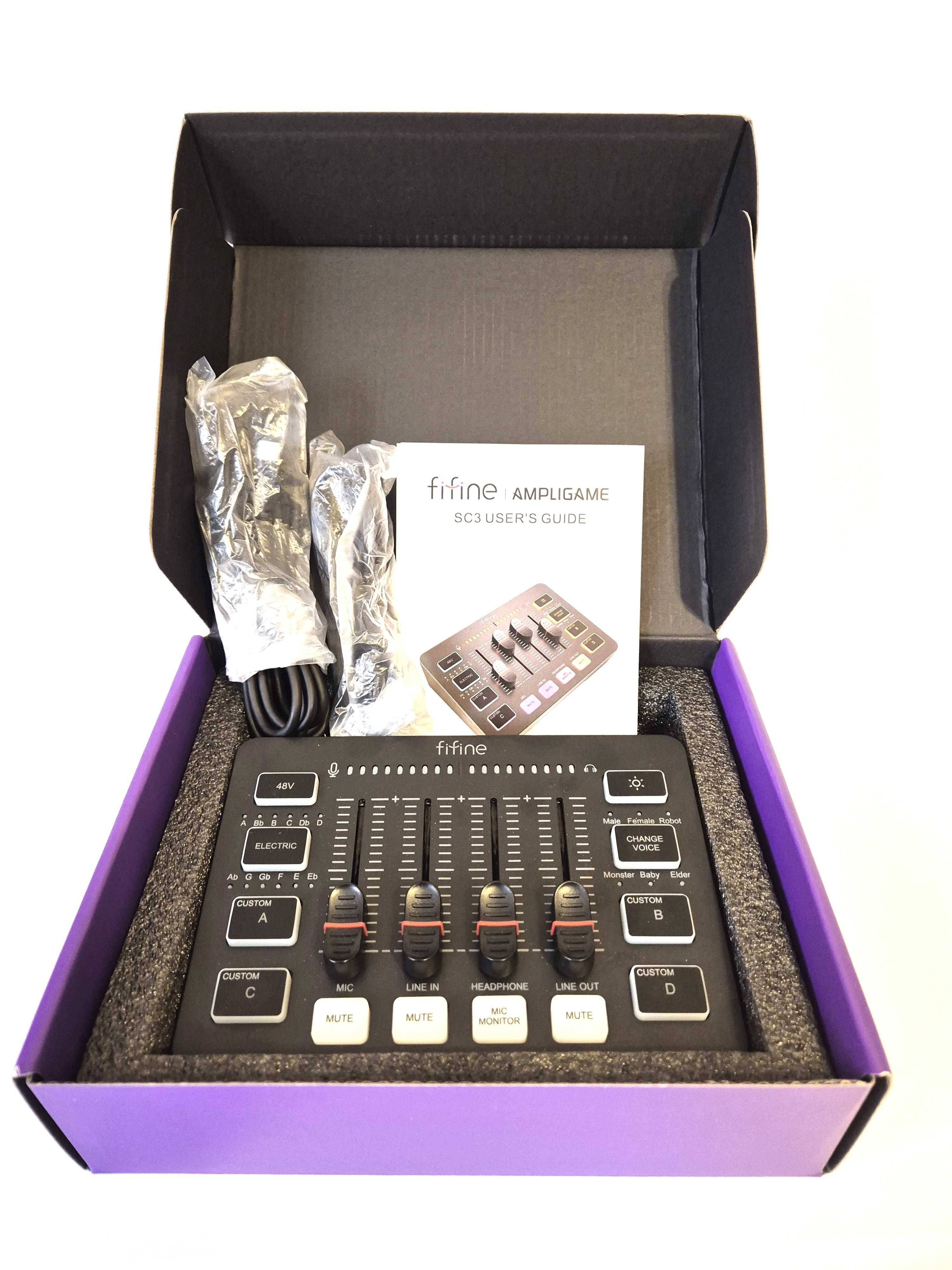 Mikser audio do gier Fifine, streaming RGB PC