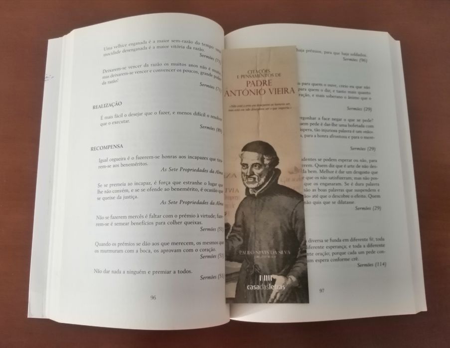 Livro de Padre António Vieira - Citações e Pensamentos como Novo.