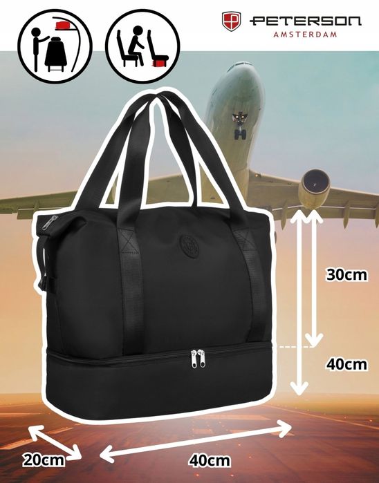 Torba podróżna składana lekka wytrzymała uchwytem na walizke czarna