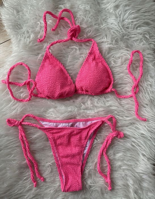 Kostium Stroój kąpielowy dwucześciowy rozowy wiazany nowy S