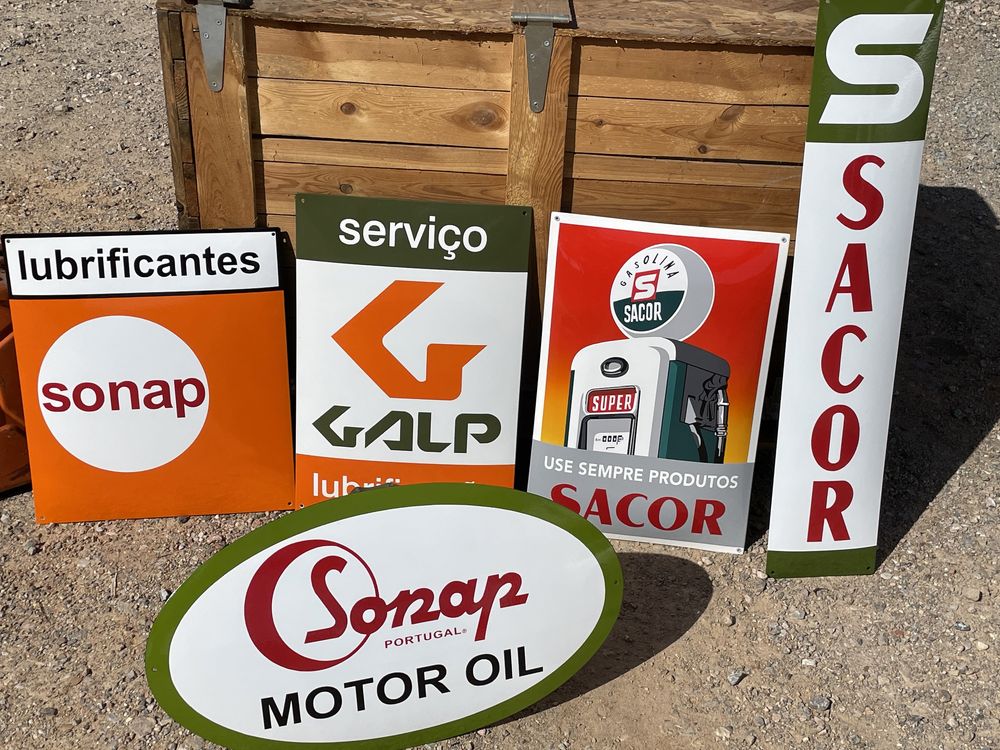 Gasolineiras Portuguesas conjunto 5 placas esmaltadas
