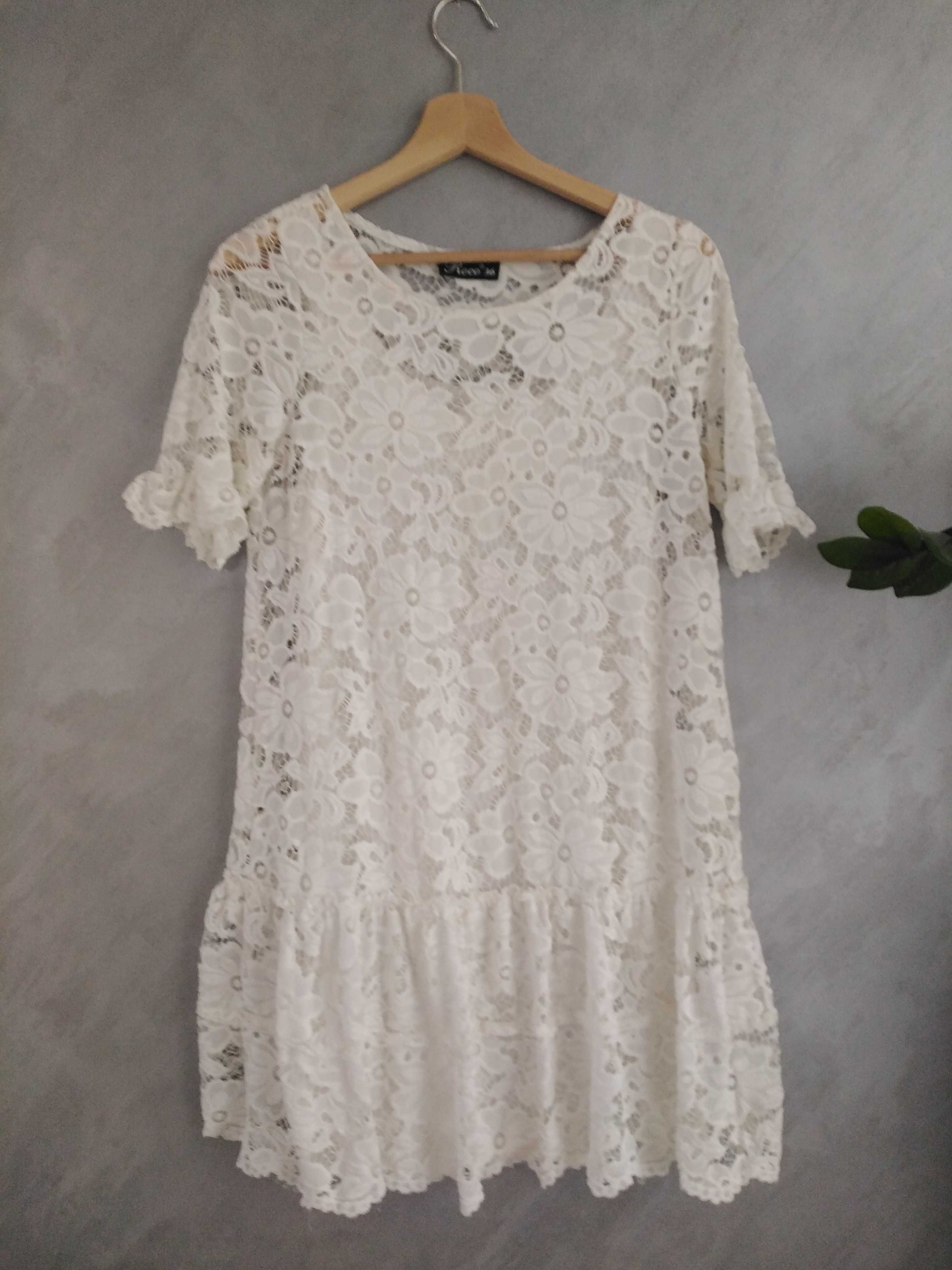 Biała koronkowa sukienka roz. 36
