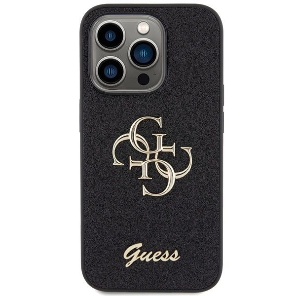 Etui Guess Glitter Script Big 4G na iPhone 15 Pro - czarne