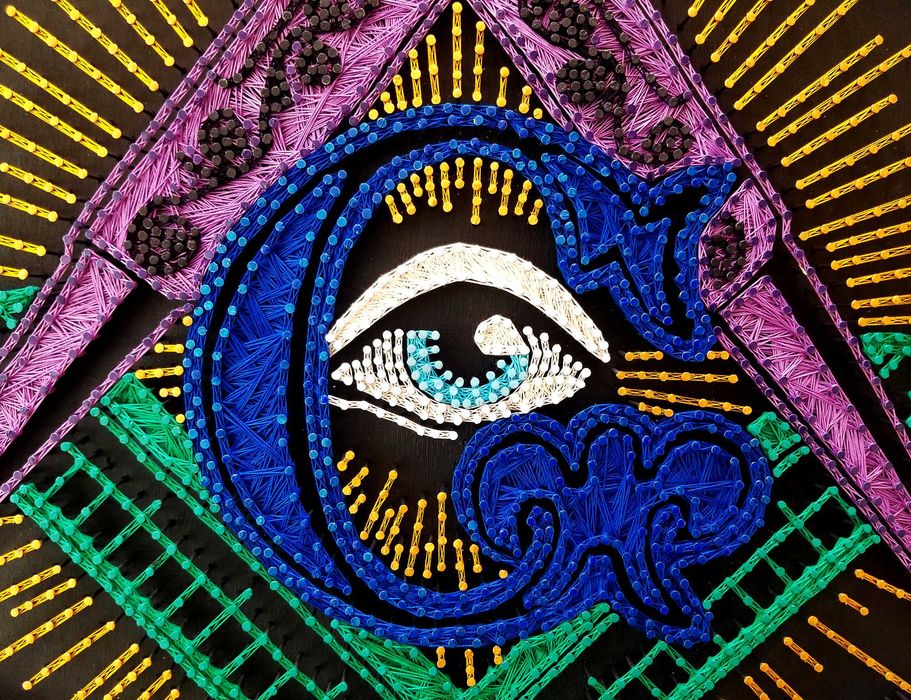 Стринг арт Всевидящее око, масонские знаки декор, всевидящий глаз арт