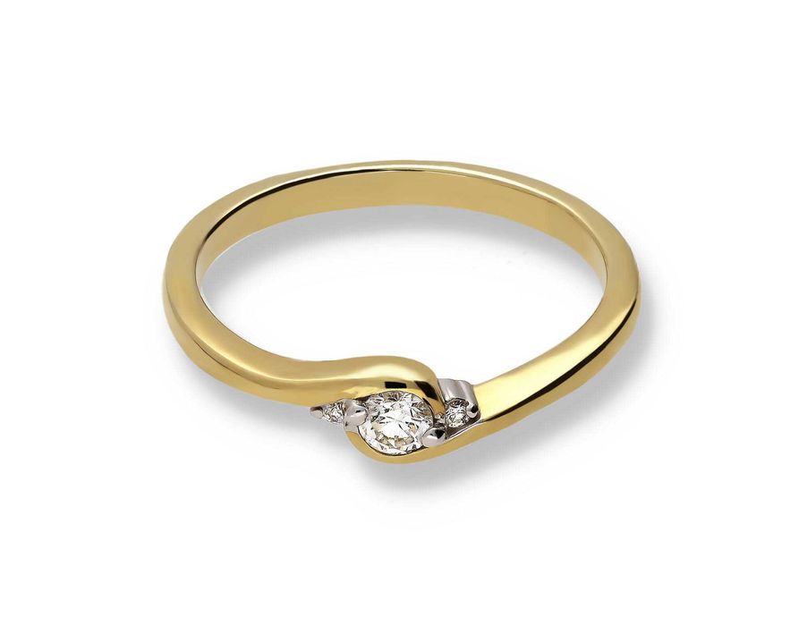Złoty Pierścionek 585 14k brylanty 0.12ct RS0165
