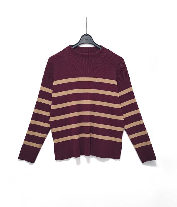 Sweter Półgolf Prążkowany Paski Burgund Esprit |R. L