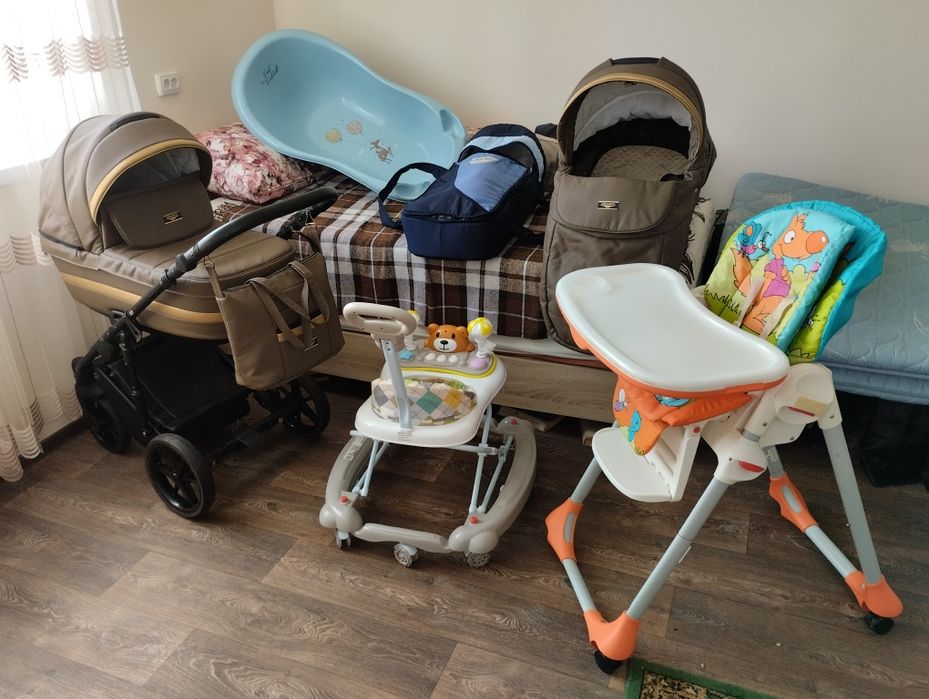 Візочок 2в1 Adamex Rimini/ Стільчик для годування Chicco Polly та інше