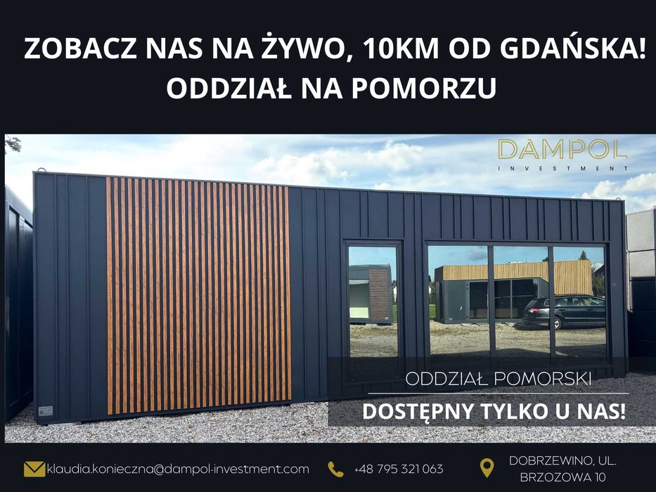 nowoczesny pawilon kontener 27m2 9x3m / biuro/ sklep/ domek caloroczny