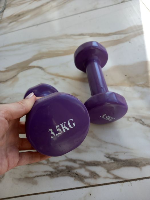 Гантели виниловые фиолетовые, гантель 3,5 кг