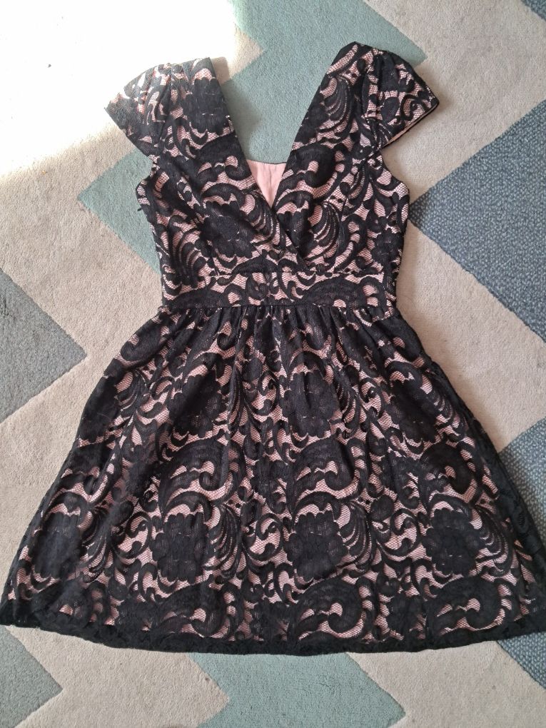 Czarno różowa sukienka Monteau r. S