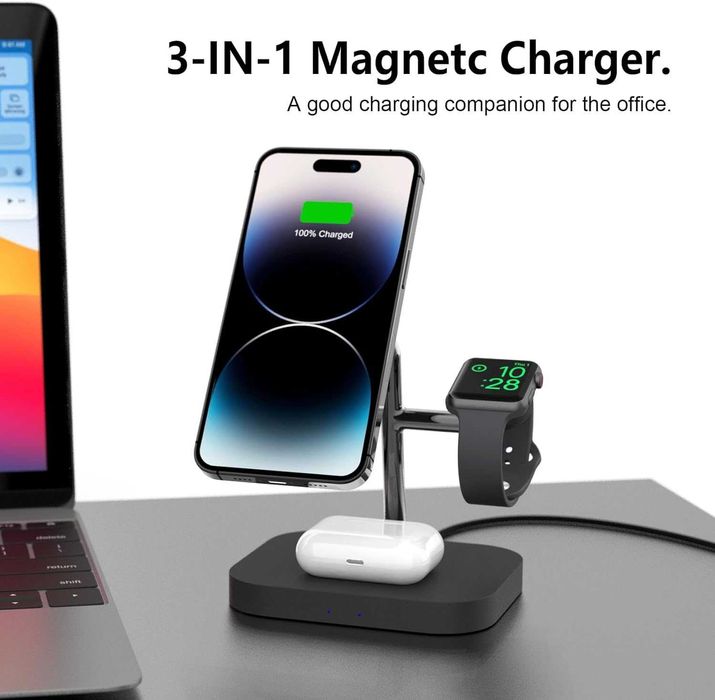Ładowarka bezprzewodowa 3w1 magnetyczna stacja ładująca iPhone Apple