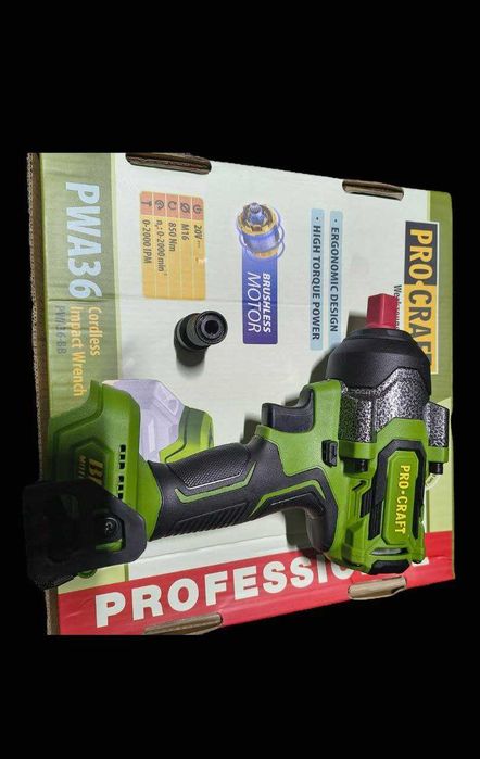 Гайковерт Procraft Pwa36 850Нм +перехідник під біту