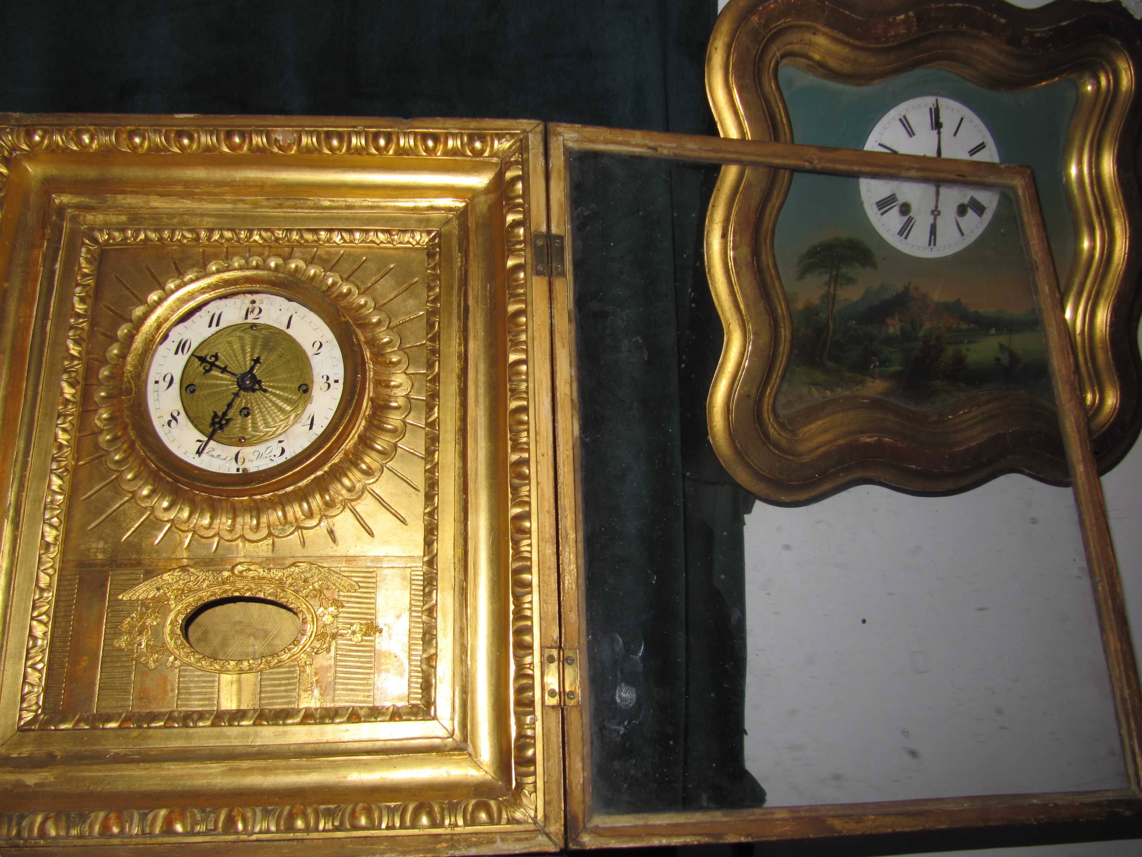 Ramowy Zegar Wiedenski Kwadransowy Zlocony ok 1840r