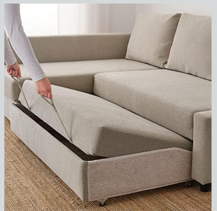 Sofá-cama de canto c/arrumação, Skiftebo beje  do ikea