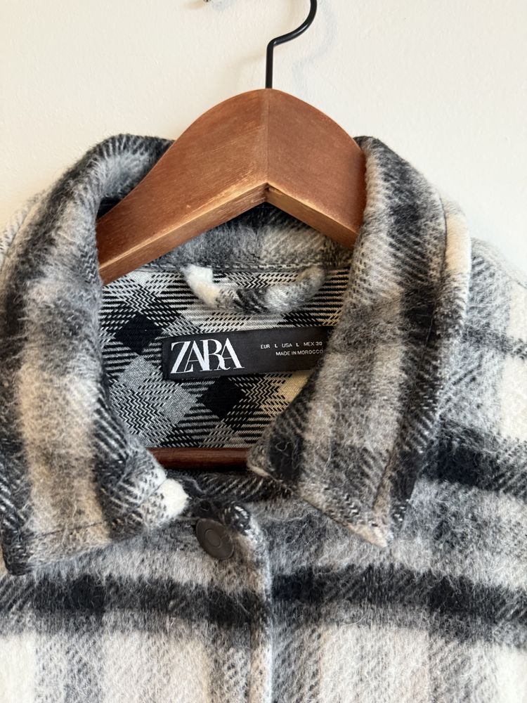 Kurtka koszulowa koszula w kratę Zara