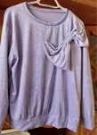Bluza welurowa z kokarda liliowa