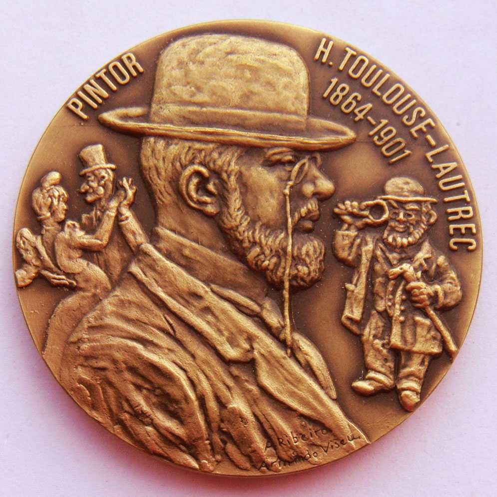 Medalha de Bronze de Arte Pintor Toulouse-Lautrec Quadro Moulin Rouge