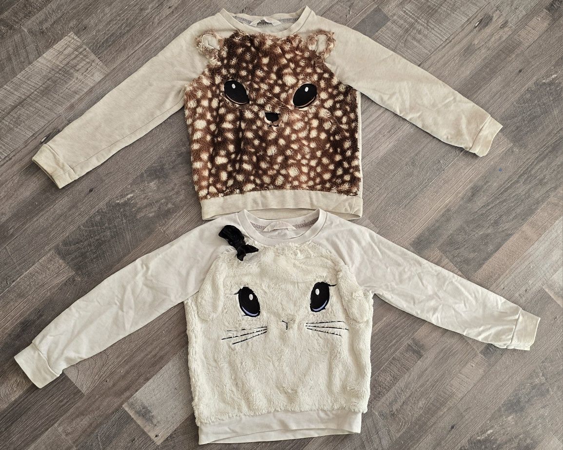 Bluza 3D z aplikacją królik gepard bliźniaki H&M rozm 110/116