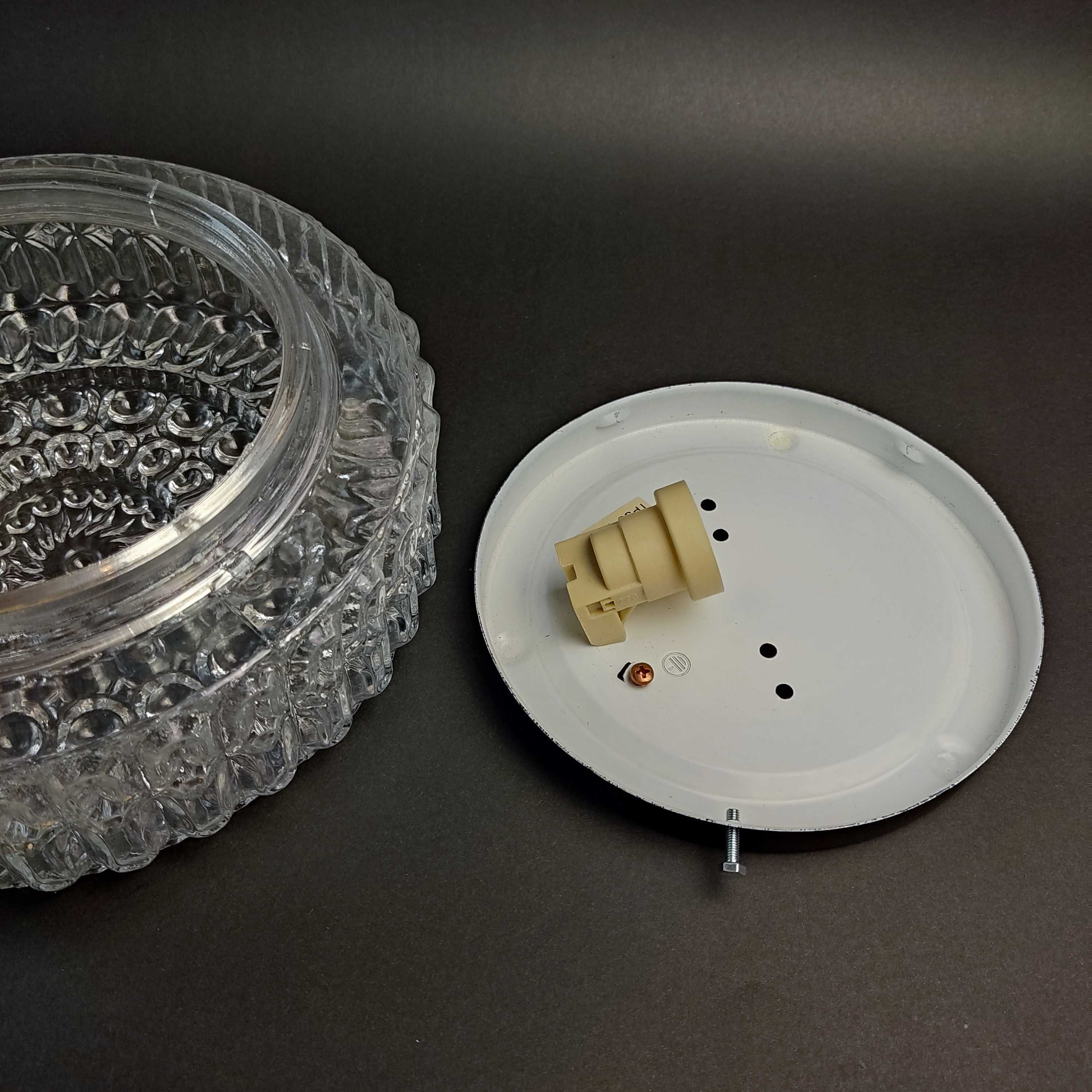 Duży plafon-kinkiet szklany okrągły , szkło "bubble glass" , stan bdb