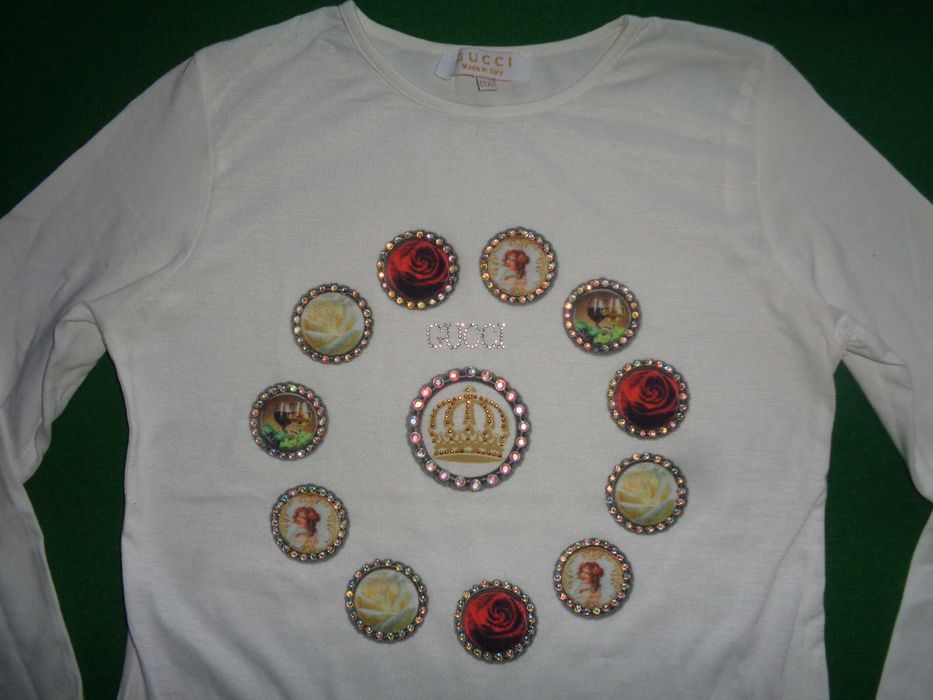 GUCCI made in Italy LUX śliczna biała bluzka cyrkonie OKAZJA 12 lat
