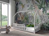 Sosnowe łóżko dla dziecka ANTOŚ domek z materacem