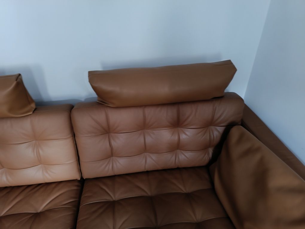 Sofá 3 lugares, IKEA Grann/Bomstad castanho dourado com pés de madeira