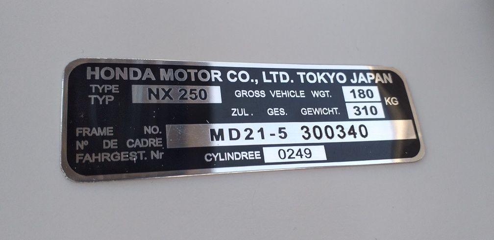 Placas identificação aluminio iguais ás originais Suzuki Yamaha honda