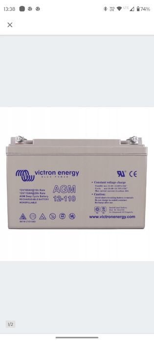 Akumulator żelowy Victron Deep Cykle 110ah 12V Kamper, Łódz silnik zab