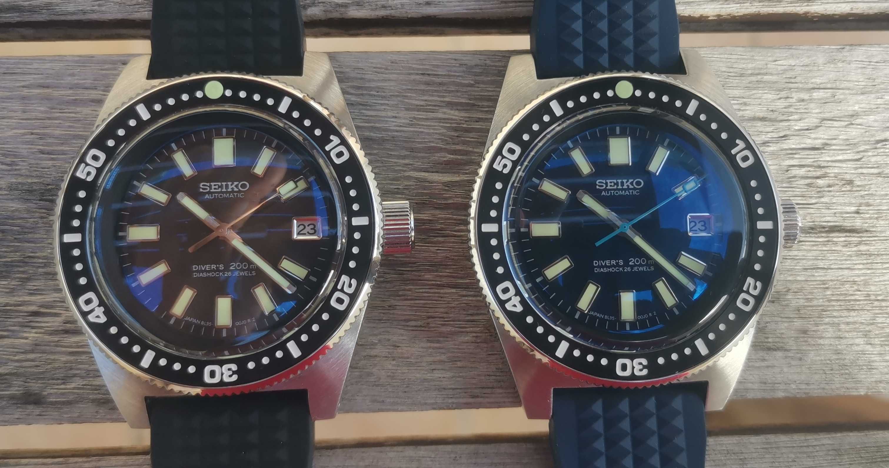 SEIKO mod reencarnação atual 62mas cinza NH35 safira frente e trás