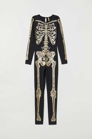 H&M Divided kombinezon przebranie Halloween skeleton gold glitter