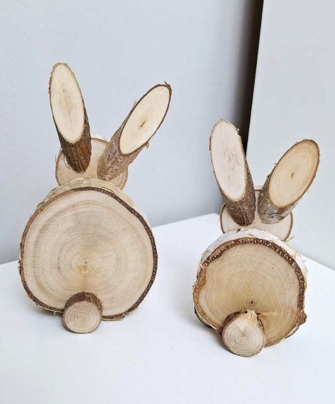 Zajączki wielkanocne drewniane króliki figurki dekoracja zestaw 2 szt