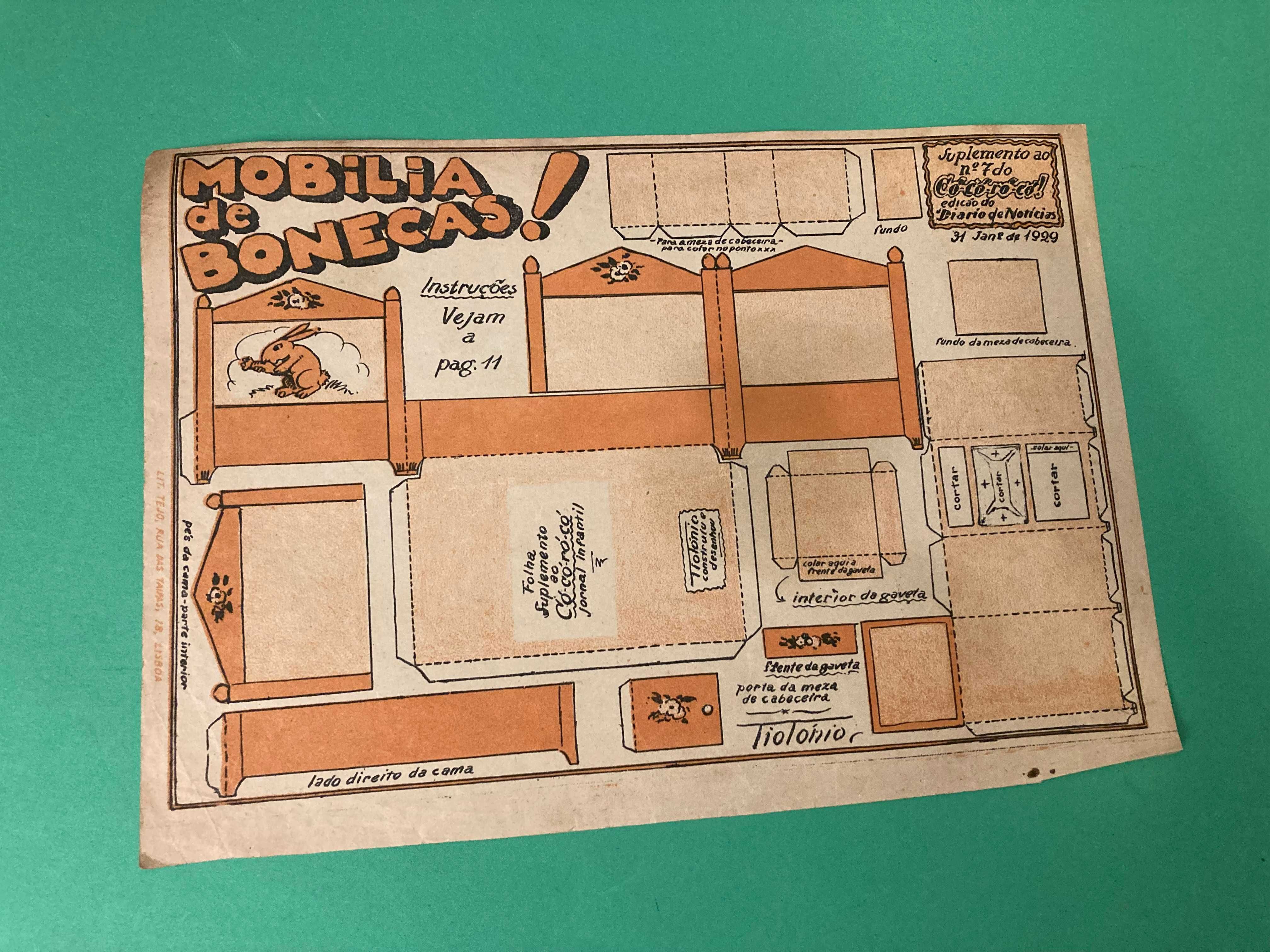 Raro Suplemento da Revista Có-Có-Ró-Có Mobília de Bonecas Anos 20