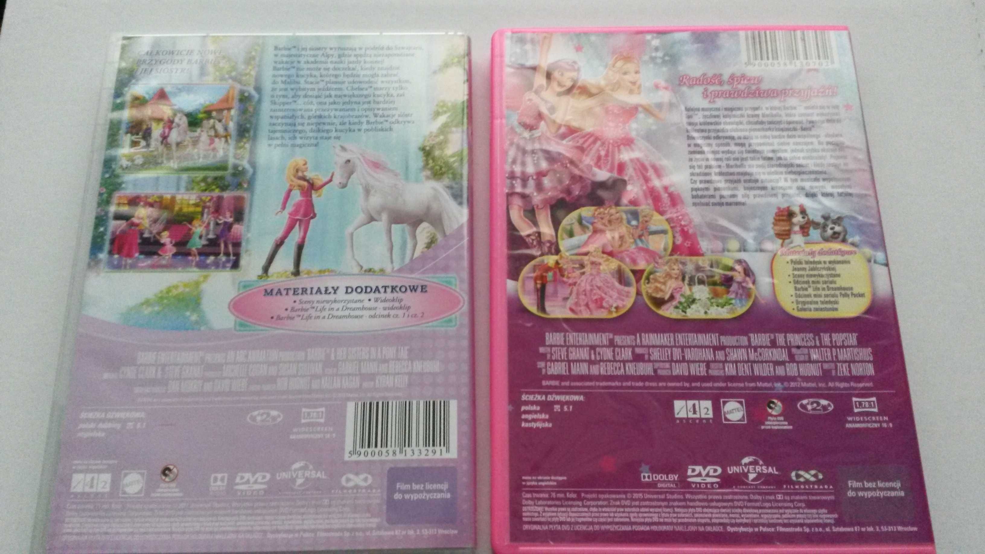 DVD Barbie W krainie kucyków + Księżniczka i piosenkarka