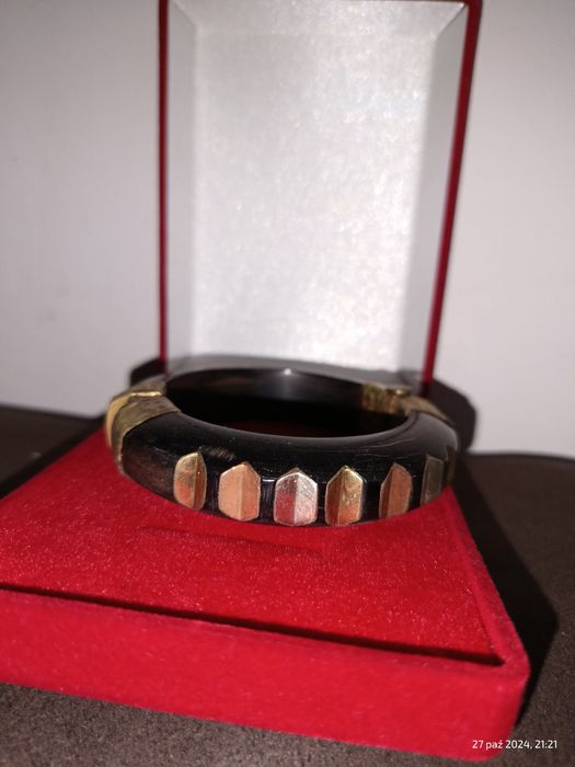 Nową Stara Indyjska Bransoletka wykonana z drewna i mosiądzu