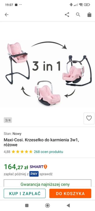 Nosidełko, krzesełko do karmienia 3w1 Maxi Cosi
