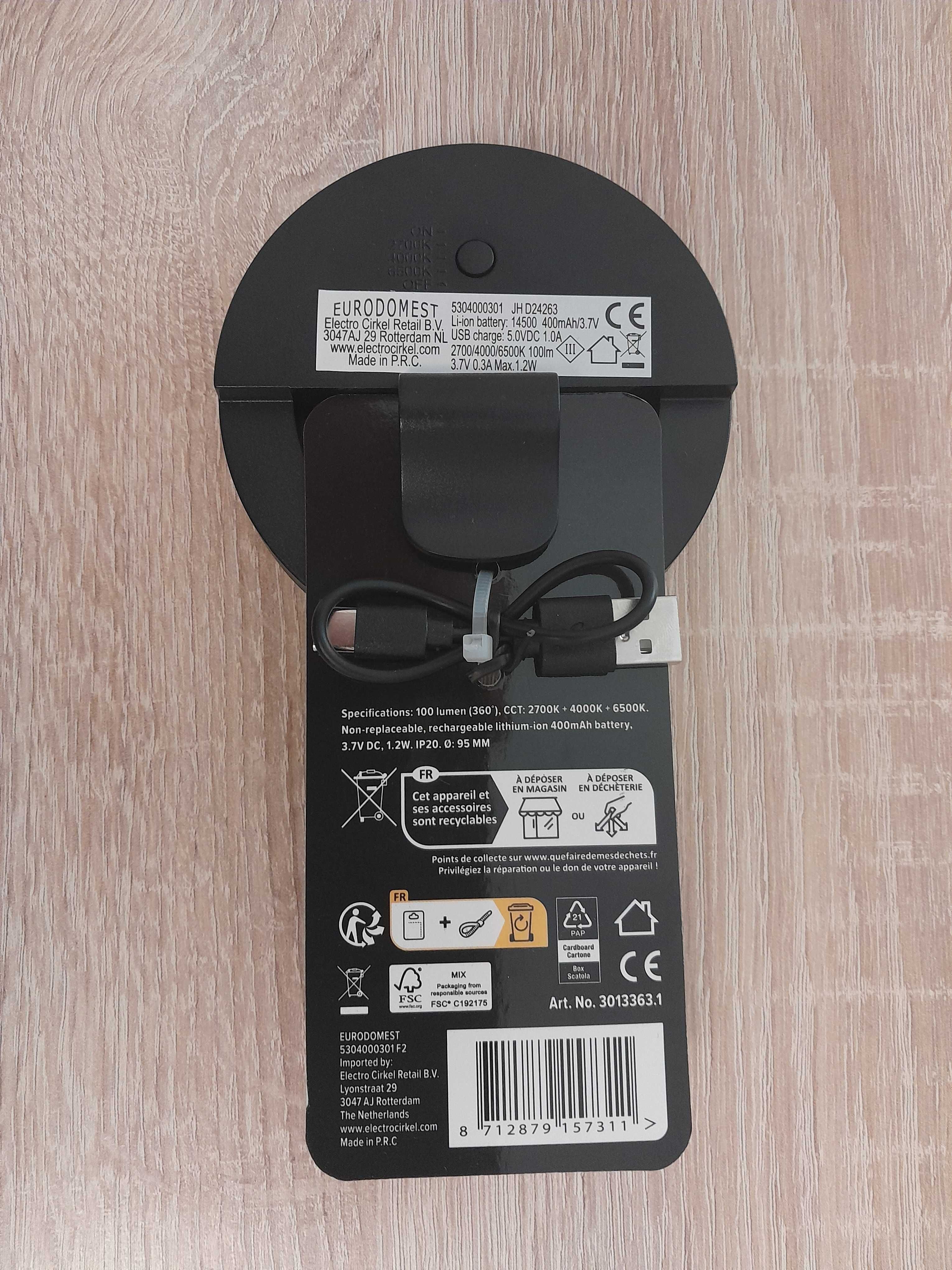 Nowa lampa, pierścień do selfie z klipsem, kabel USB, czarny, 400mAh