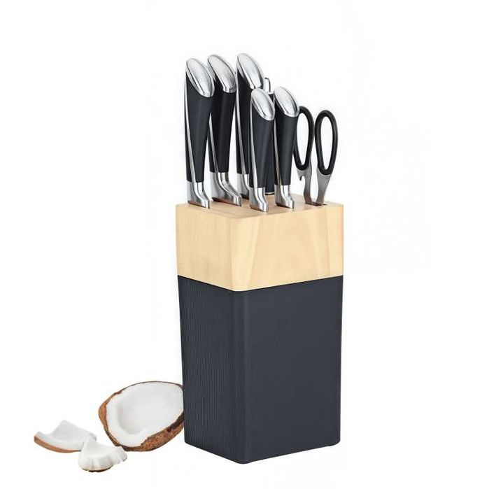 Profesjonalny Zestaw 5 Noży Kuchennych Stal Nożyczki Ostrzałka