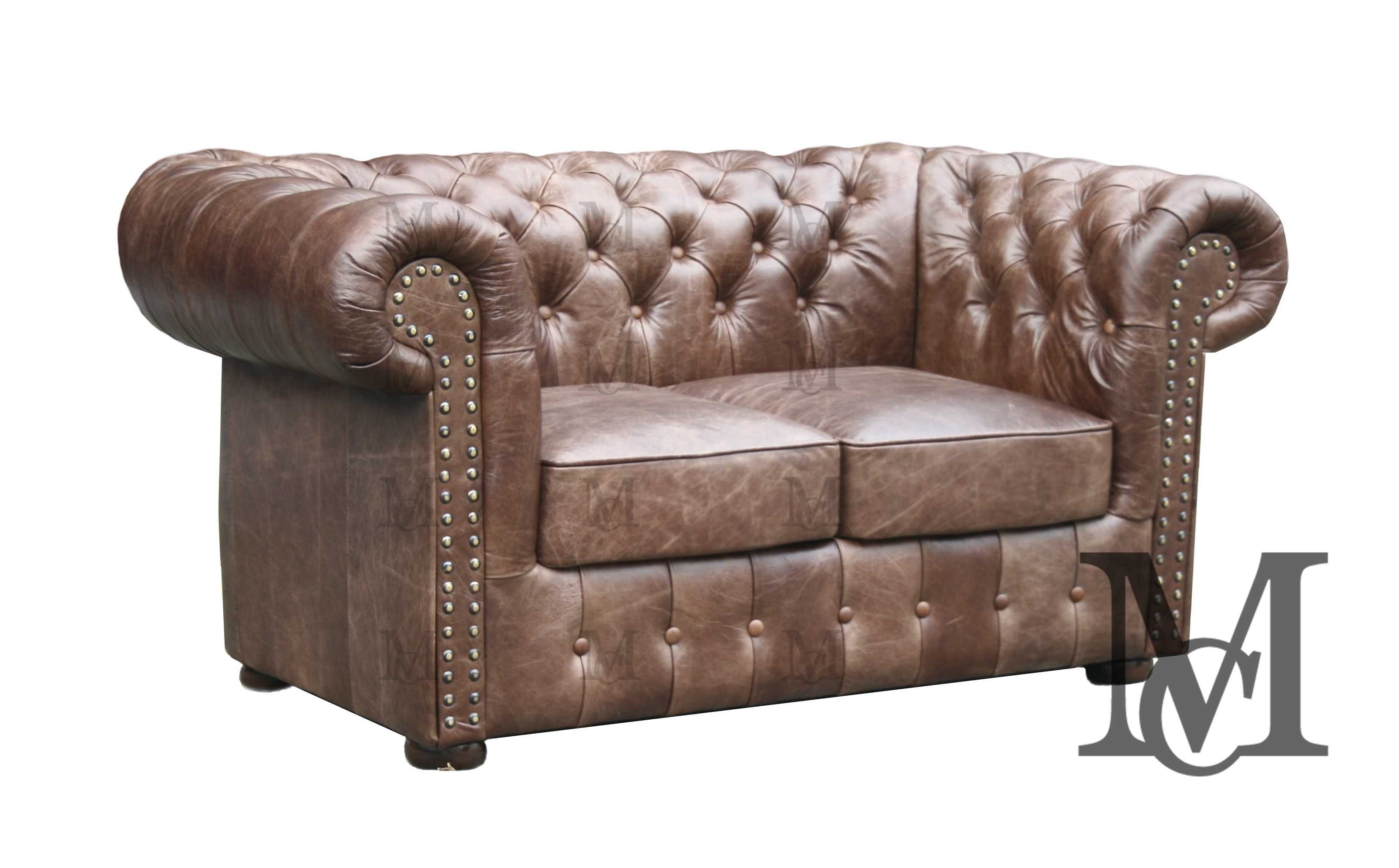 Kanapa Classic Chesterfield 2-osobowa - 100% skóra naturalna