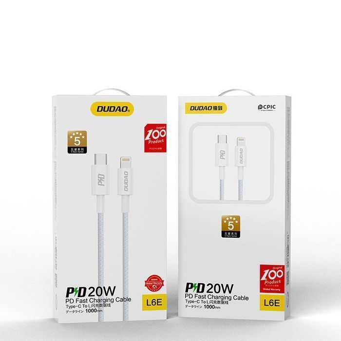 Dudao L6E Kabel Usb Typ C - Lightning Pd 20W 1M Biały (L6E)