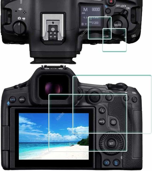 Películas Canon Eos R, LCD 5x inferior e 2x superior