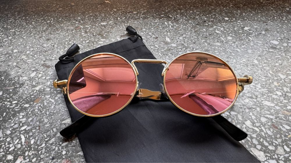 Okulary przeciwsłoneczne retropunk gold&pink
