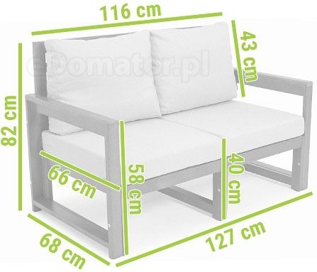 Sofa ogrodowa drewniana, kanapa ogrodowa 2-osobowa, ławka drewniana