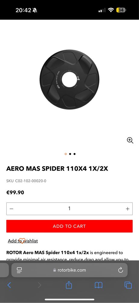 Korba Rotor ALDHU Aero 58T 172,5 oś 24mm 11/12 speed Jak Dura-Ace Red