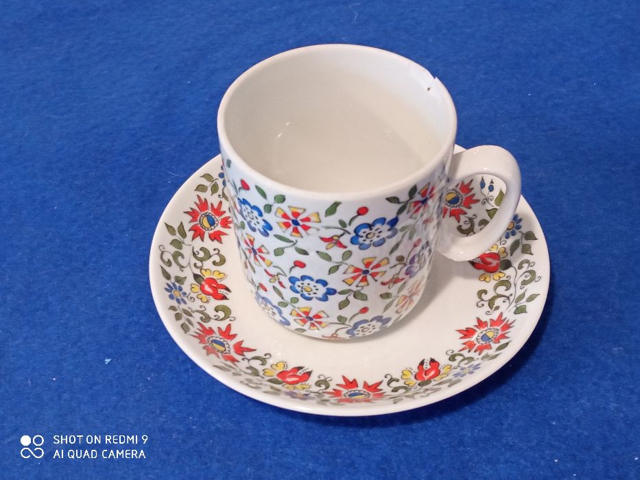 Komplet 1 filiżanka talerzyk porcelana opolska przed 1975 design PRL