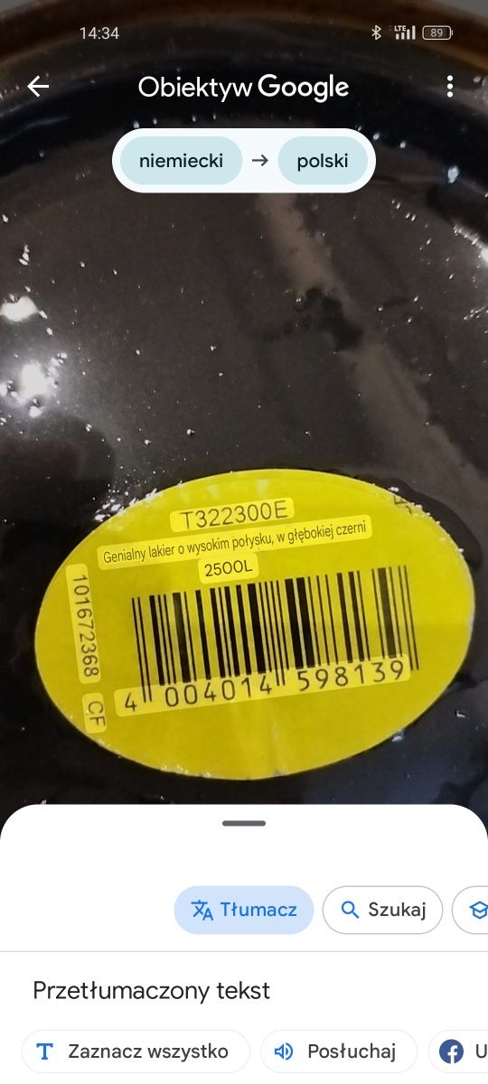 Kolorowy lakier na bazie żywicy syntetycznej kolor czarny 2.5L